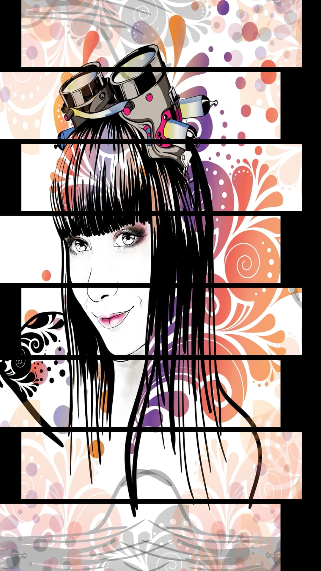 Steampunk Girl Art – 8 Panels Up & Down