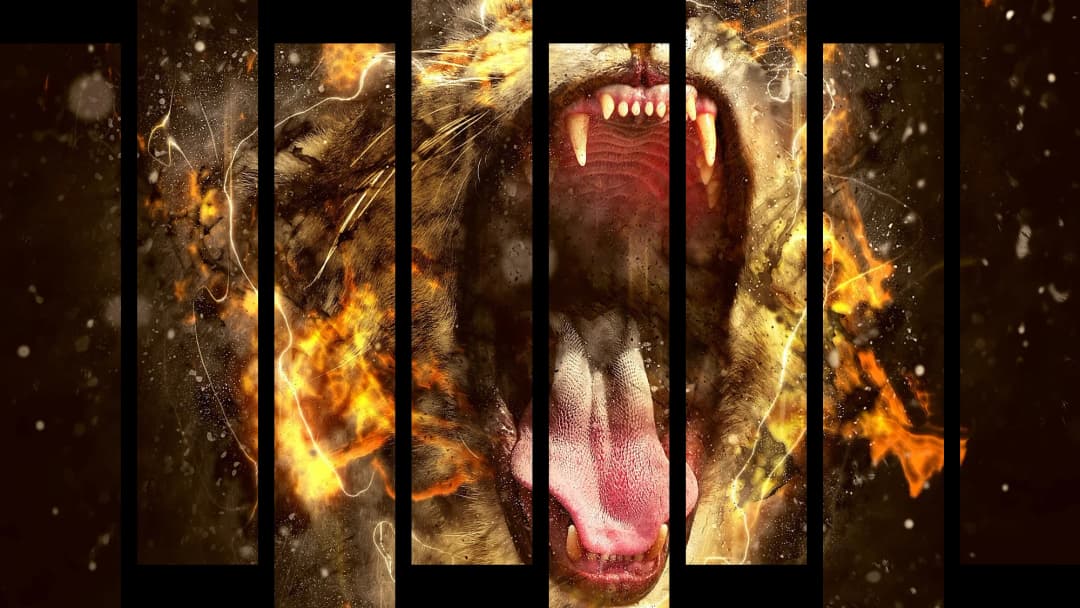 Tiger in Flames – 8 Panels Up & Down