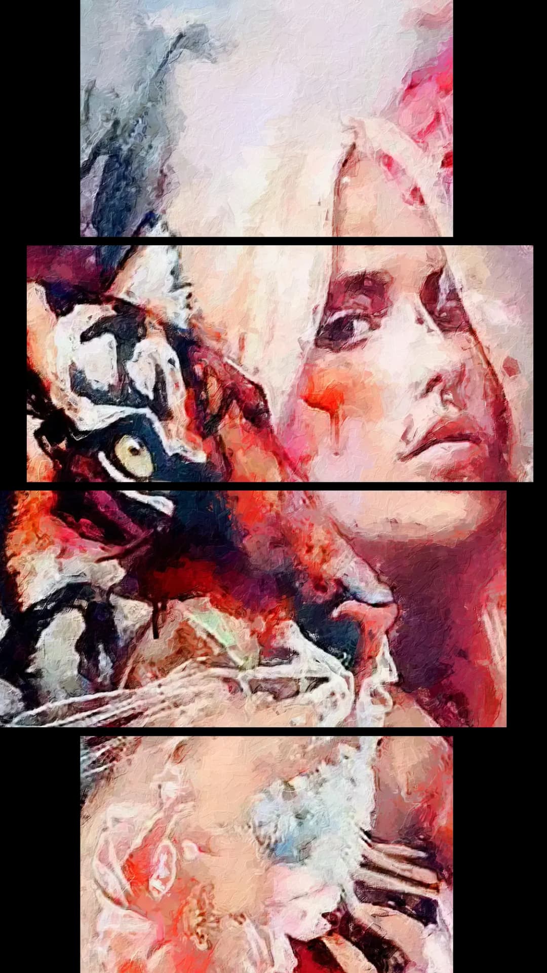 Tiger Woman Portrait – 4 Panels