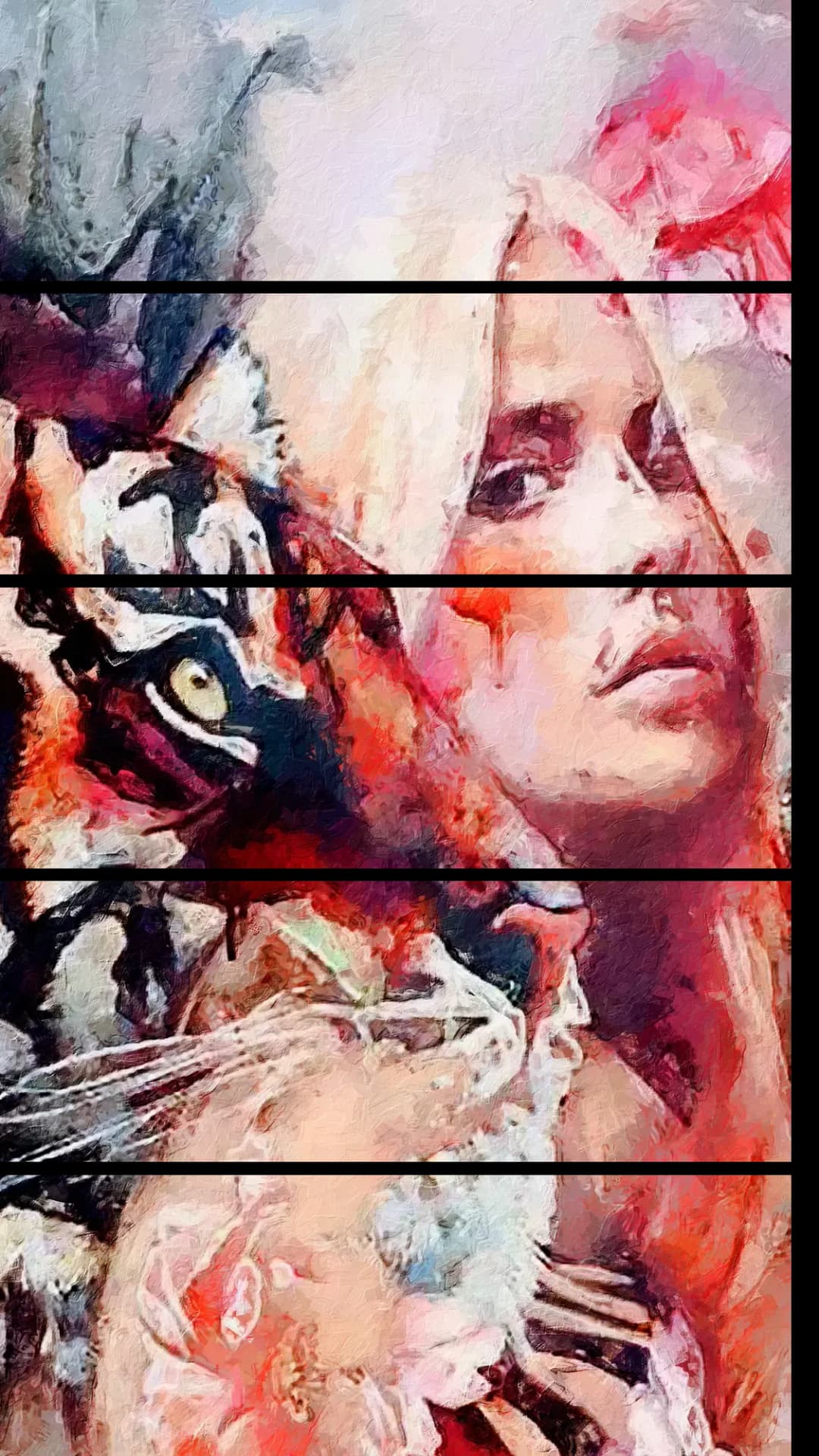 Tiger Woman Portrait – 5 Panels Straight