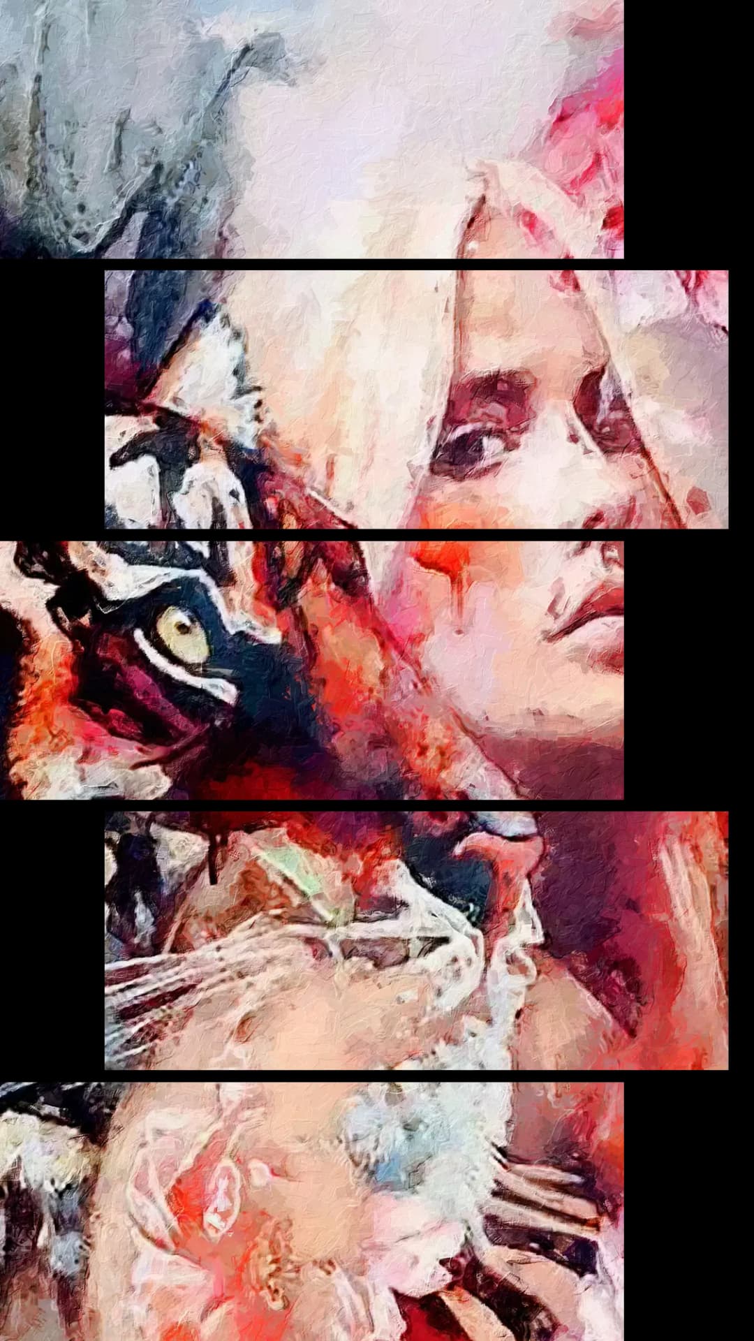 Tiger Woman Portrait – 5 Panels Up & Down