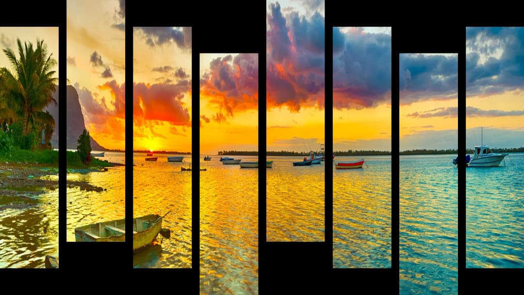 Tropical Harbor Sunset – 8 Panels Hierarchy
