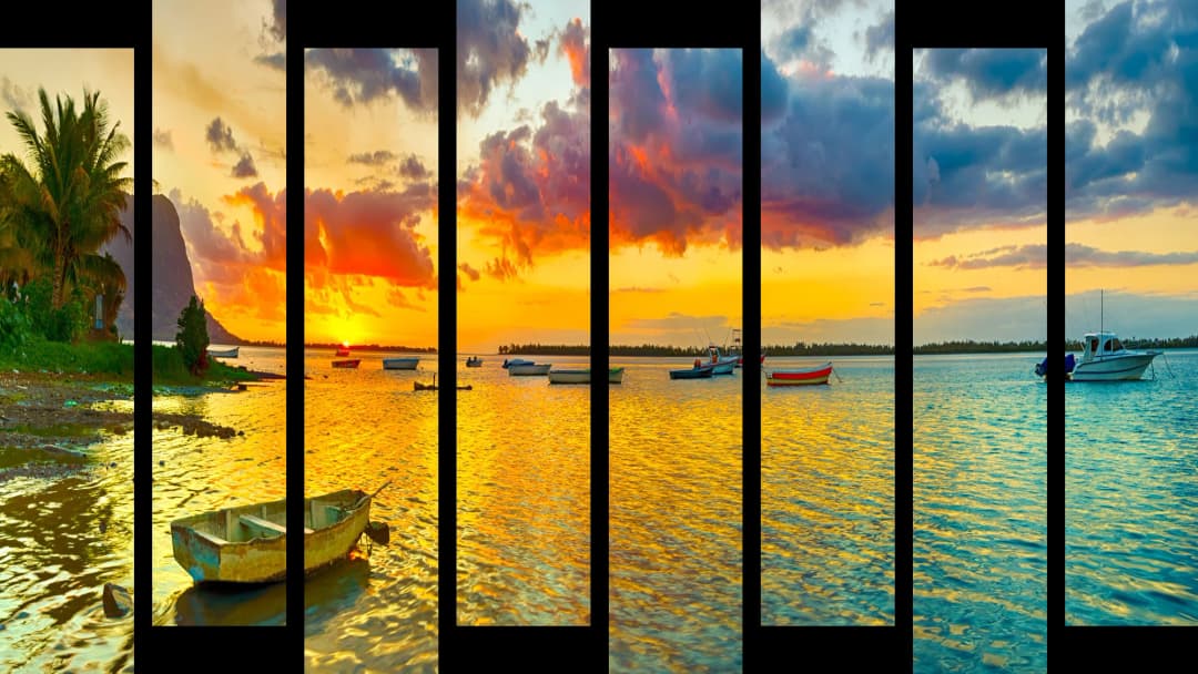 Tropical Harbor Sunset – 8 Panels Up & Down