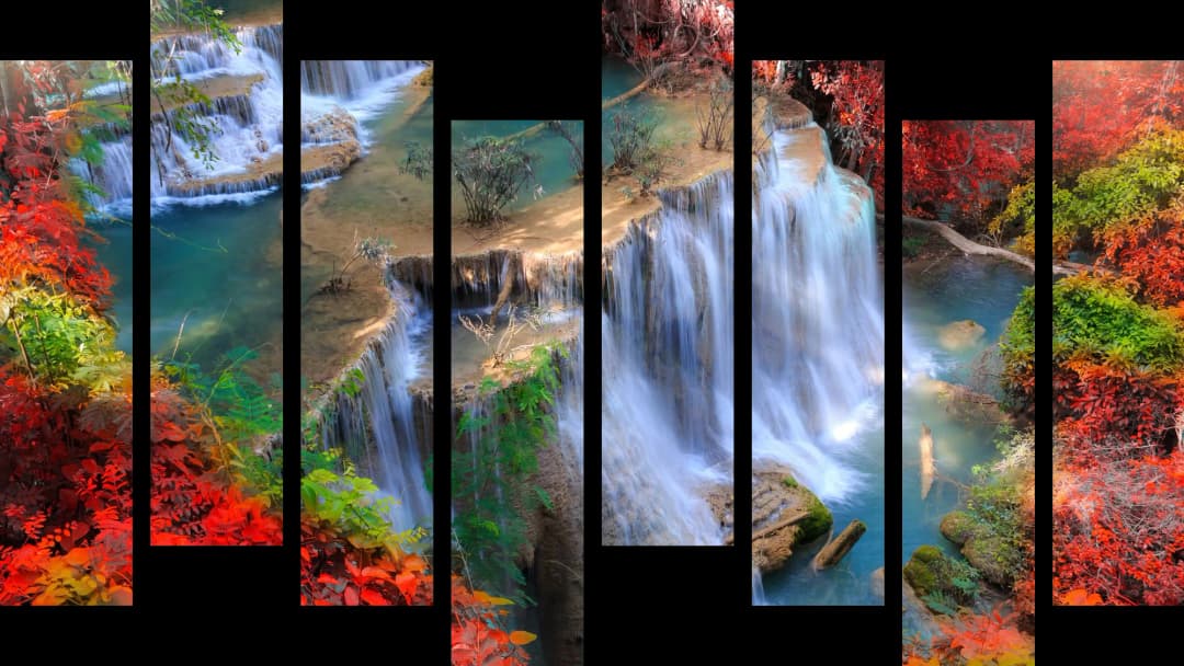 Tropical Waterfall Autumn Forest – 8 Panels Hierarchy