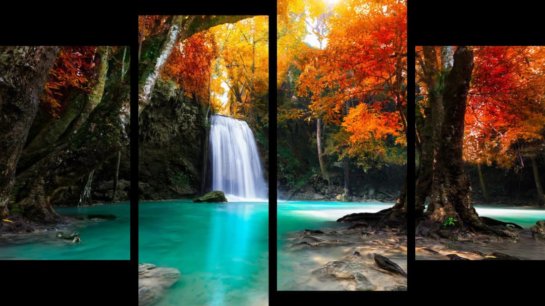 Tropical Waterfall Turquoise Pool – 4 Panels