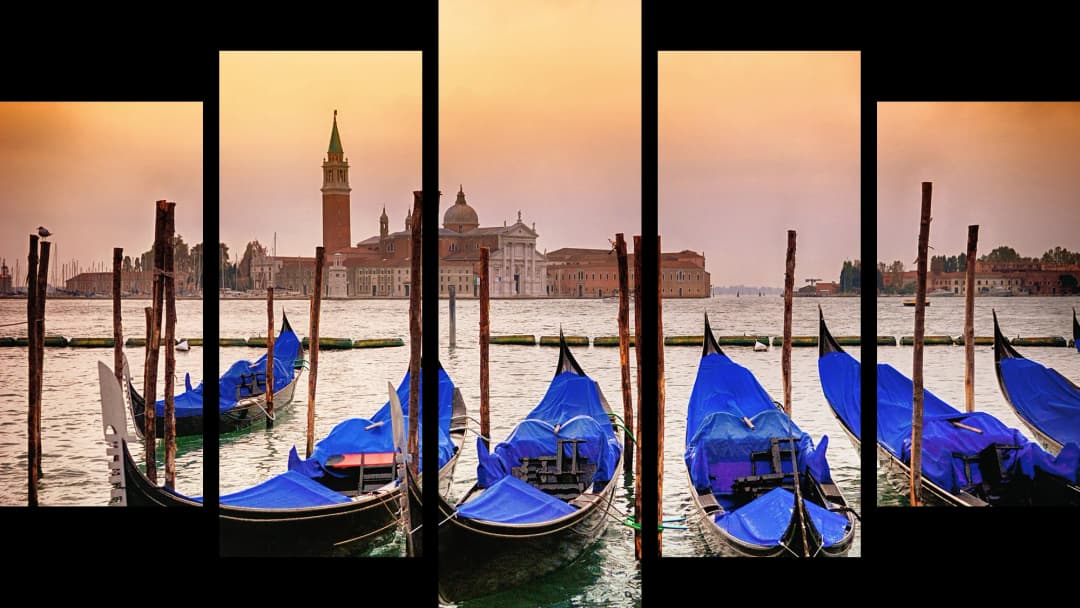 Venice Gondolas Sunset – 5 Panels Hierarchy