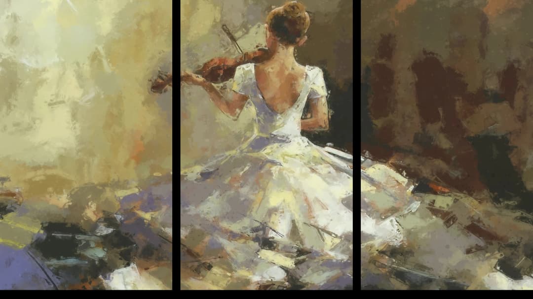 White Dress Violinist – 3 Panels
