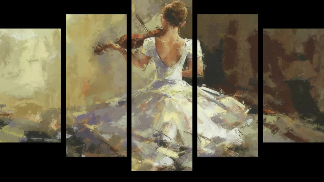 White Dress Violinist – 5 Panels Hierarchy