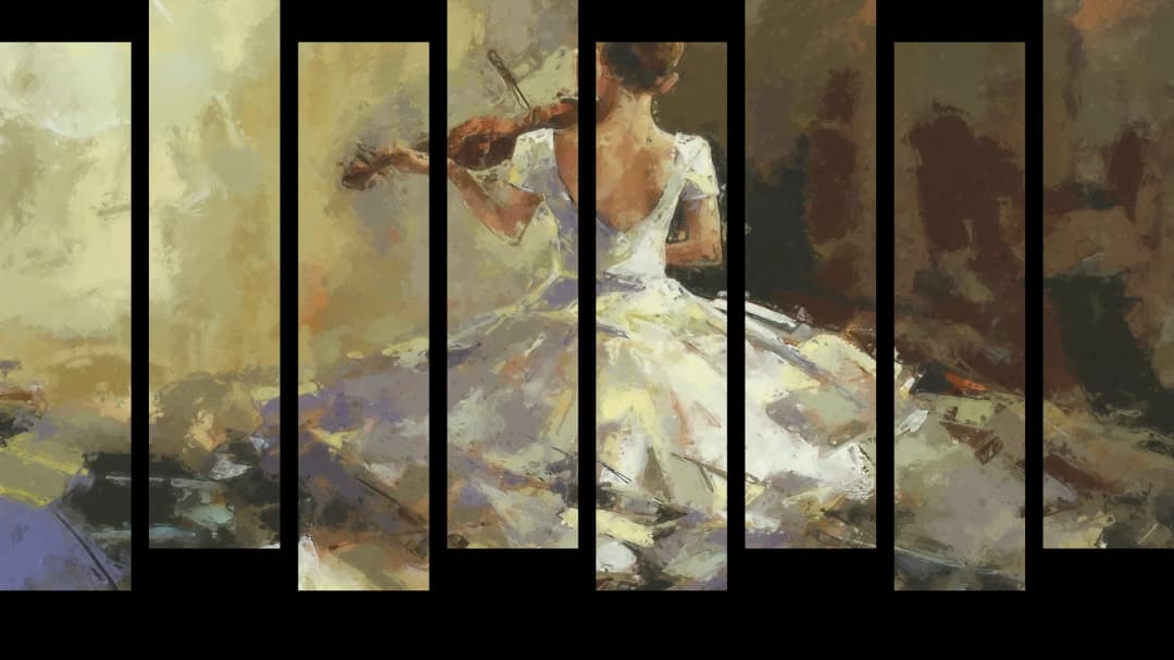 White Dress Violinist – 8 Panels Up & Down