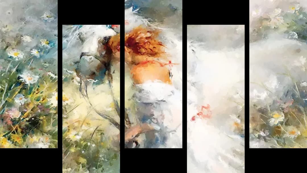 White Horse Wildflowers – 5 Panels Up & Down