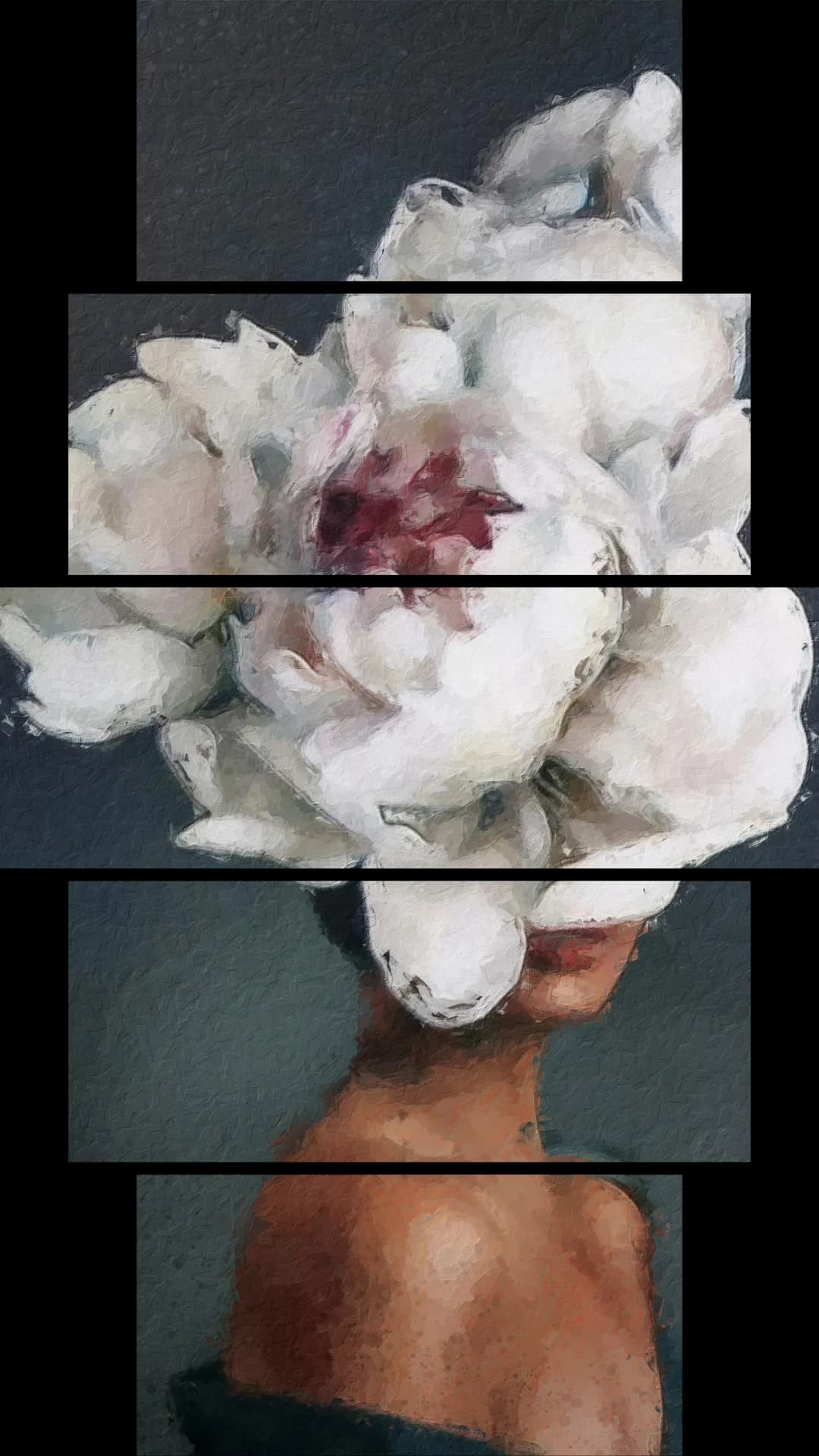White Peony Head – 5 Panels Hierarchy