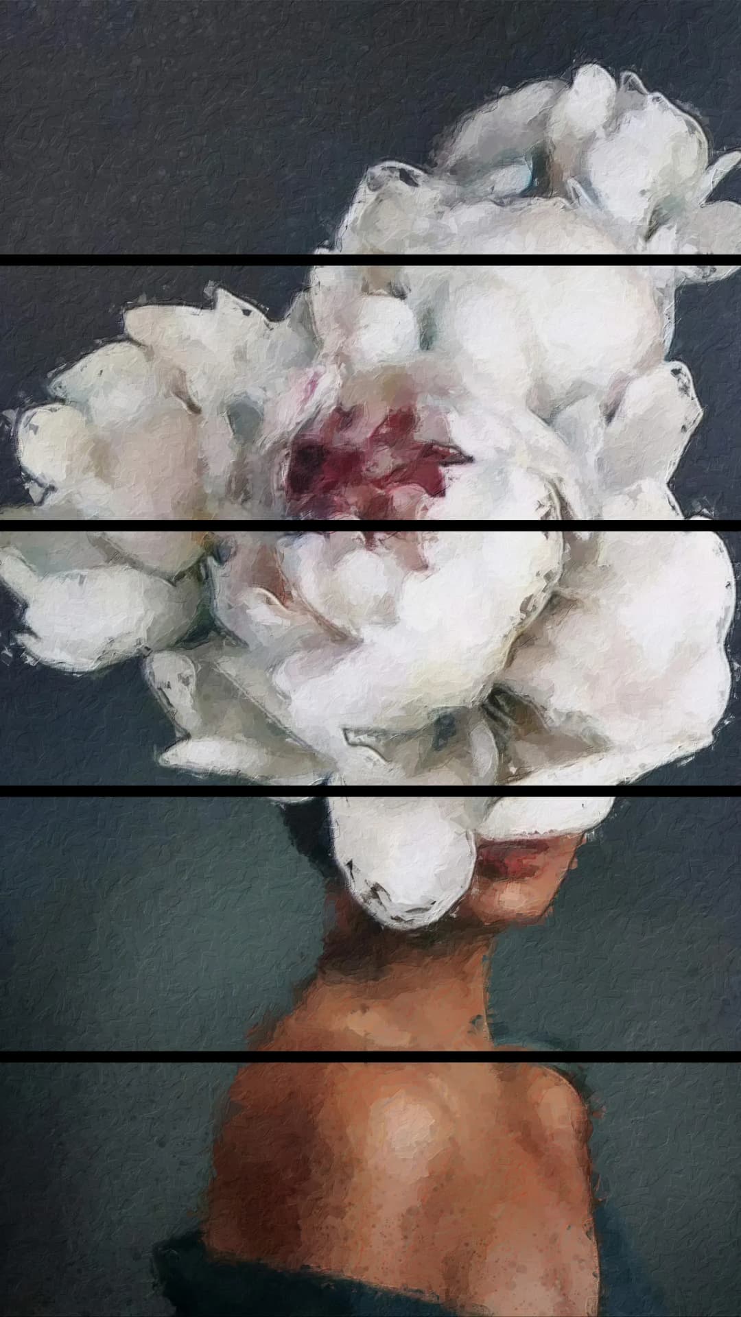 White Peony Head – 5 Panels Straight