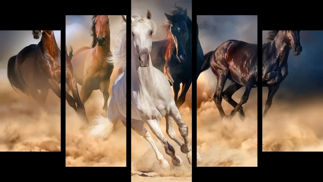 Wild Horses Stampede – 5 Panels Hierarchy