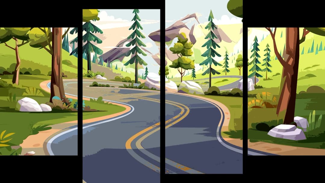 Winding Forest Road – 4 Panels