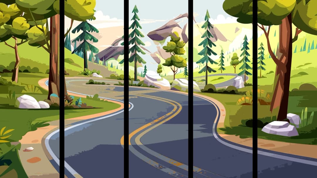 Winding Forest Road – 5 Panels Straight