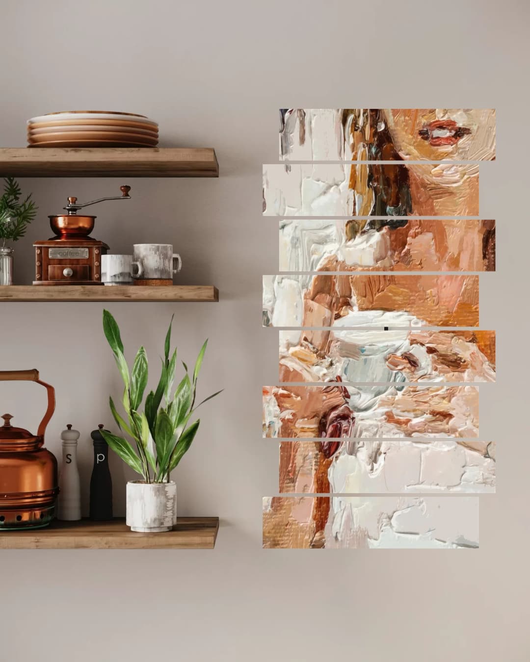 Woman Holding Coffee Cup – 8 Panels Up & Down
