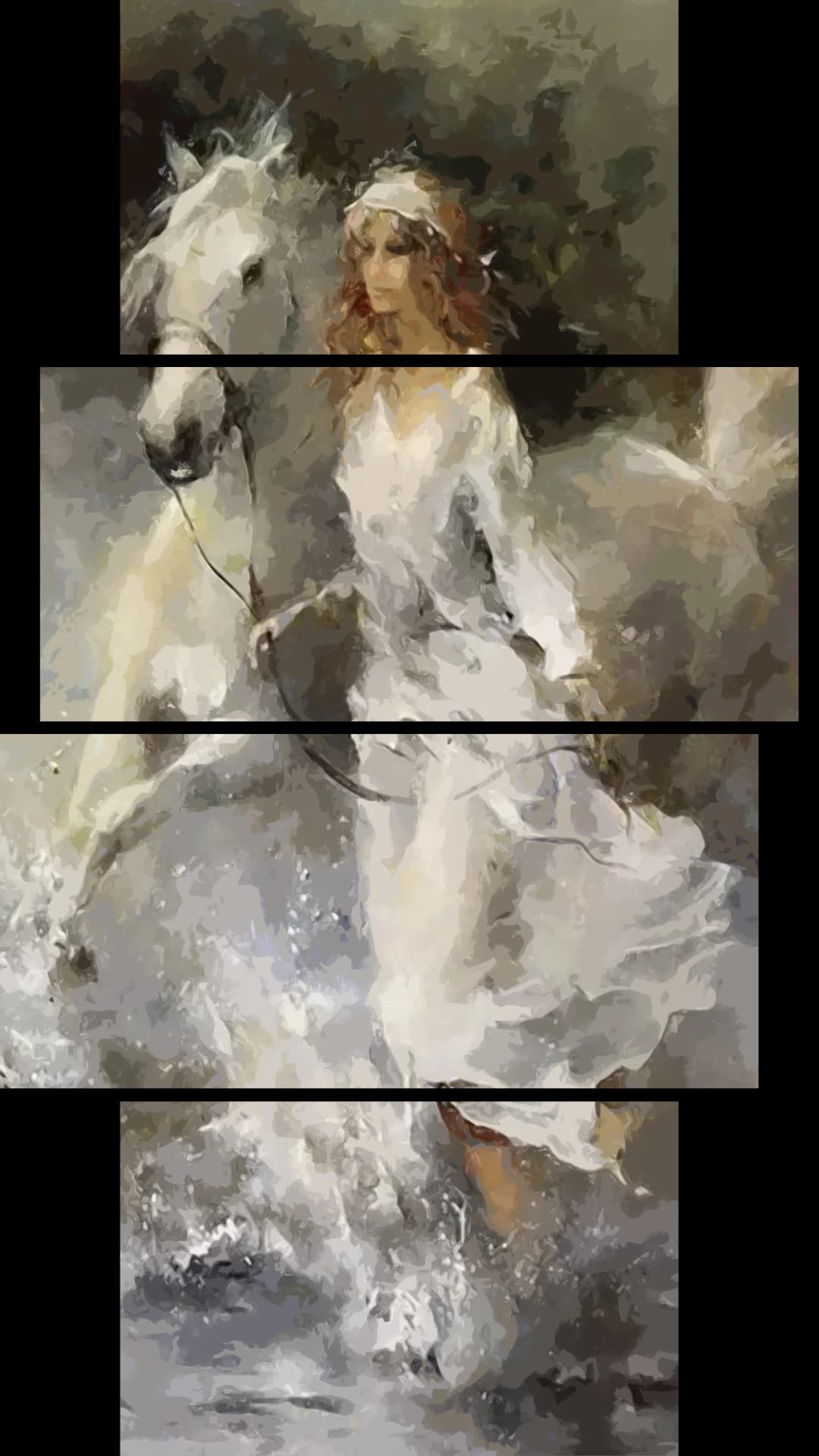 Woman On White Horse – 4 Panels