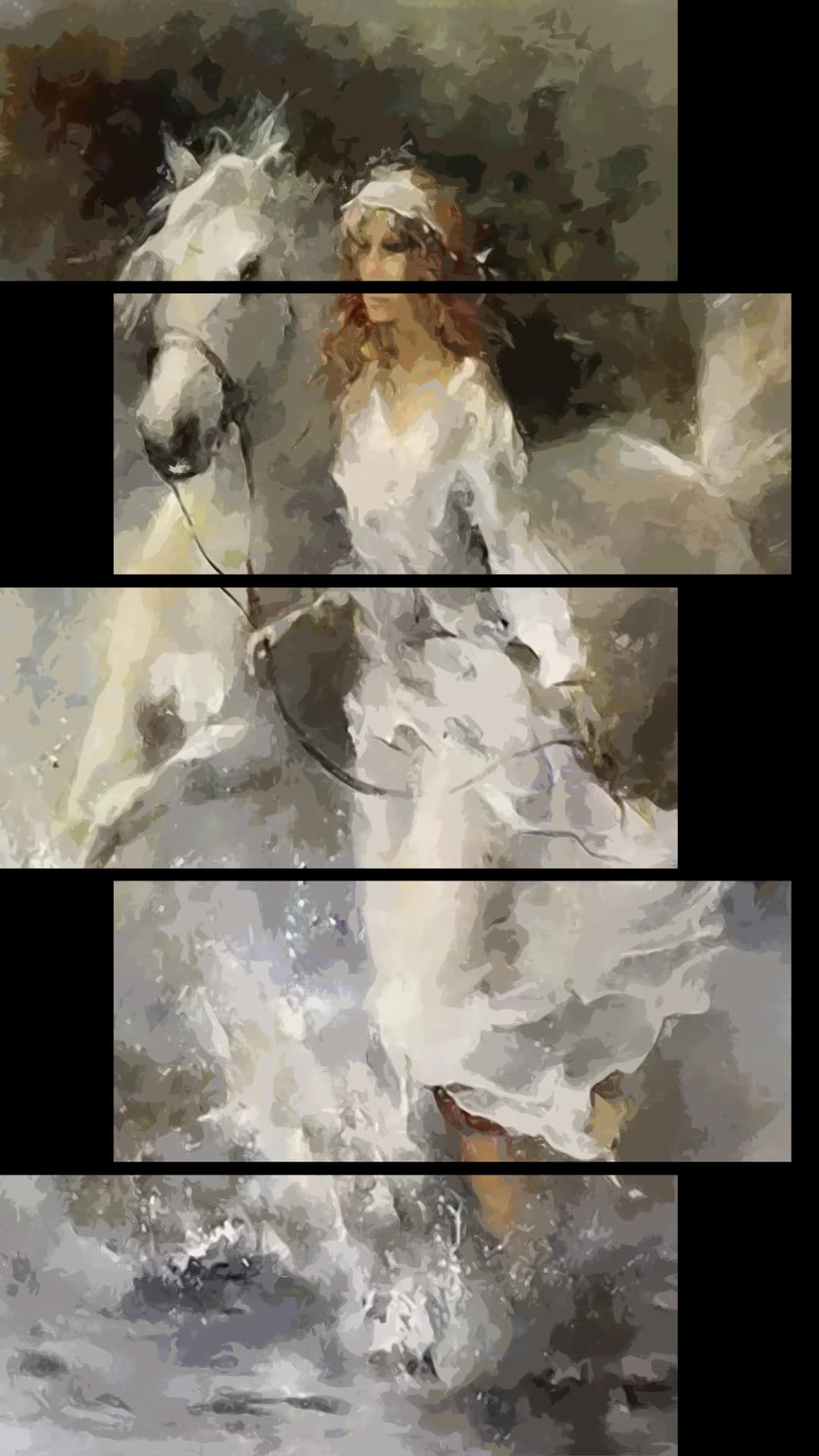 Woman On White Horse – 5 Panels Up & Down