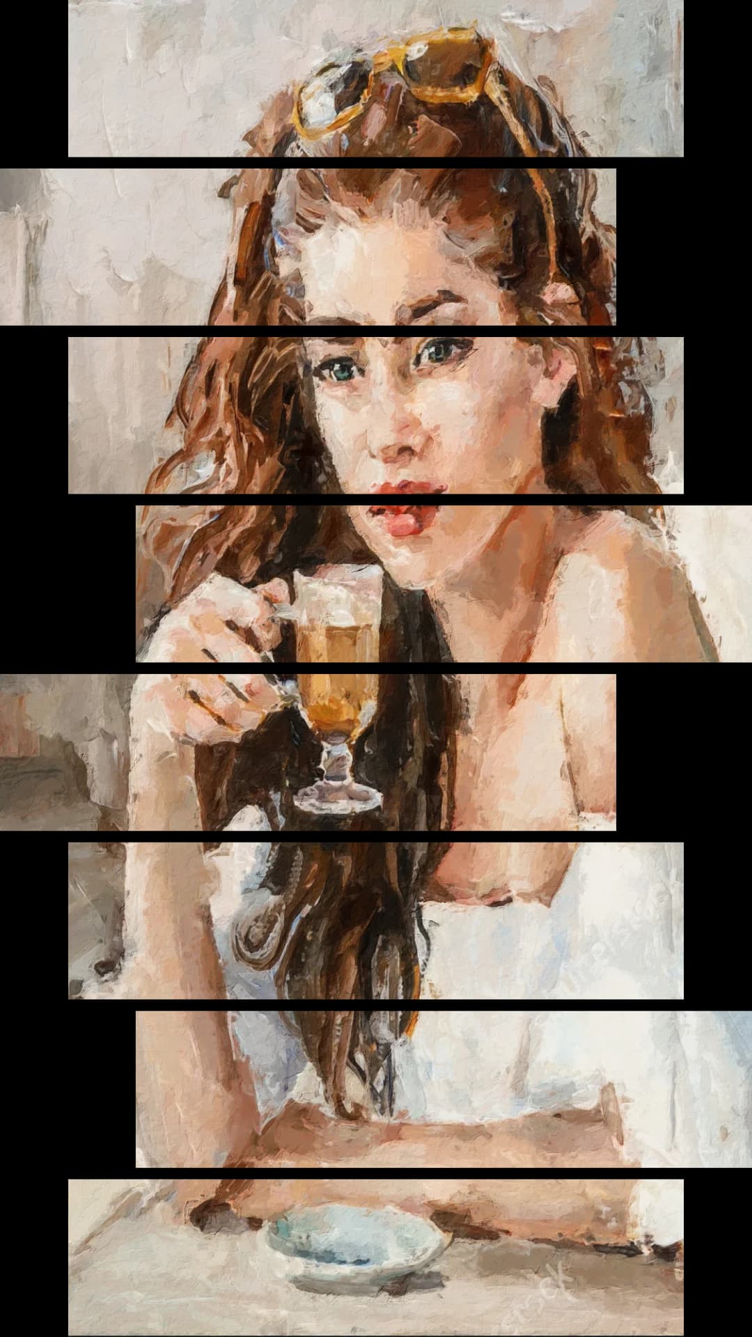 Woman Sipping Latte – 8 Panels Hierarchy
