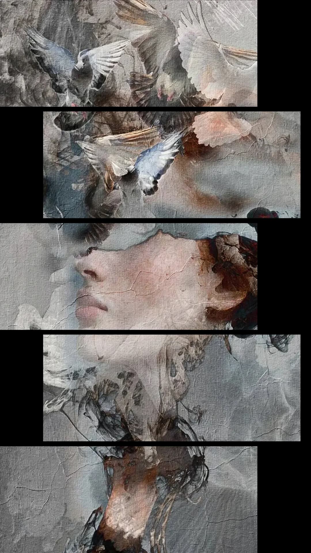 Woman With Doves – 5 Panels Up & Down